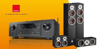 Amplituner Denon w prezencie z zestawem kolumn Dali