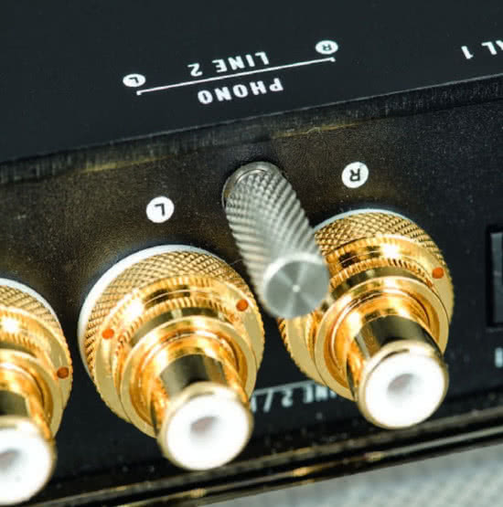 Gniazda RCA można dowolnie konfigurować, żonglując między sygnałami cyfrowymi, a analogowymi, liniowymi a korekcją dla gramofonu.