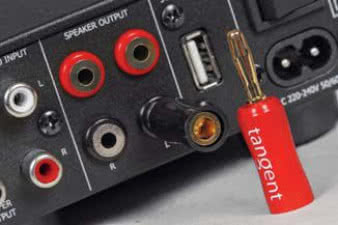 Wraz ze wzmacniaczem dostajemy wtyki bananowe. Bez nich ani rusz 