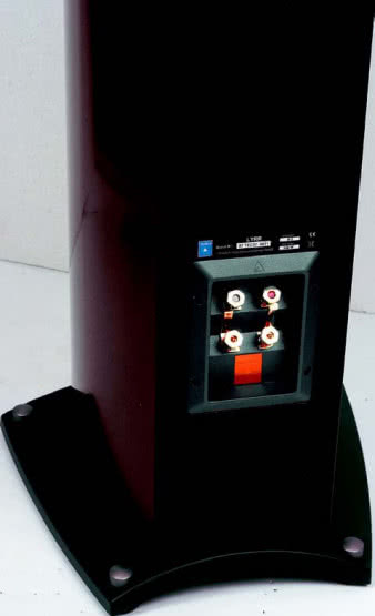 Terminal przyłączeniowy jest
podwójny, złocony, ale takie wykonanie to już
program minimum dla kolumn w tym zakresie
ceny - z wyjątkiem tych, których producenci
wyraźnie deklarują, że brzydzą się
bi-wiringiem.