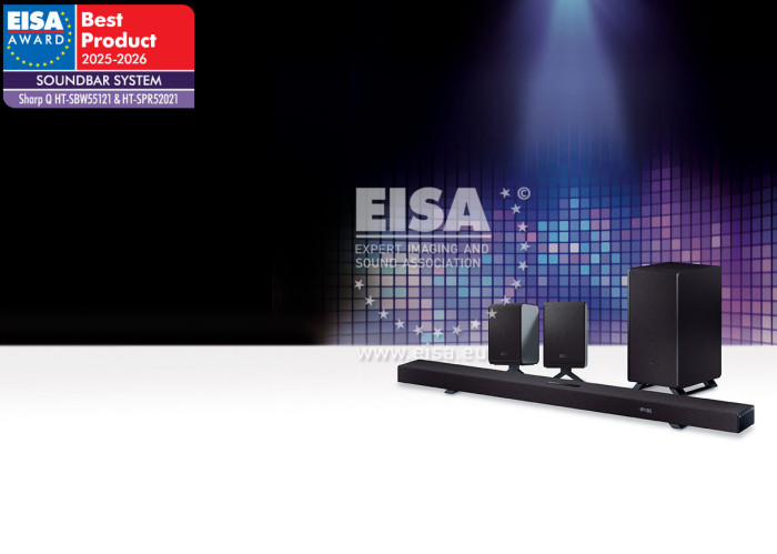 SYSTEM SOUNDBAROWY EISA 2025–2026 Sharp Q HT-SBW55121 & HT-SPR52021