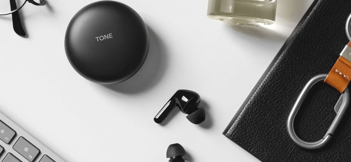 Słuchawki bezprzewodowe LG TONE Free z etui usuwającym bakterie