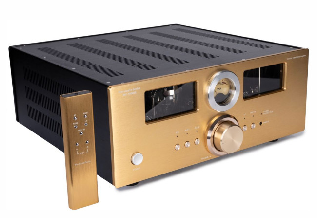 Wzmacniacz hybrydowy Pier Audio MS-1000 SE  - front złoty