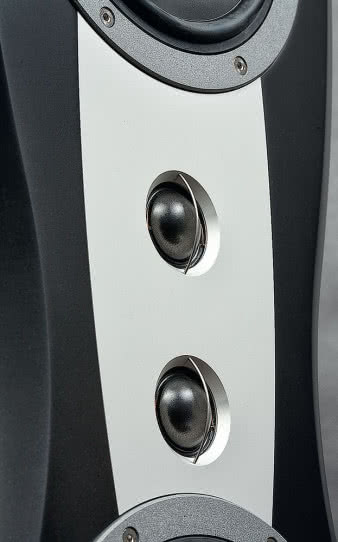 Dwie kopułki wysokotonowe to wyróżnik konstrukcji serii Confidence i jeszcze droższej Evidence, w której
takie rozwiązanie pojawiło się po raz pierwszy.
W tańszych seriach, z niesymetrycznym układem
przetworników, nie jest realizowana koncepcja DDC, więc i para kopułek nie ma racji bytu.