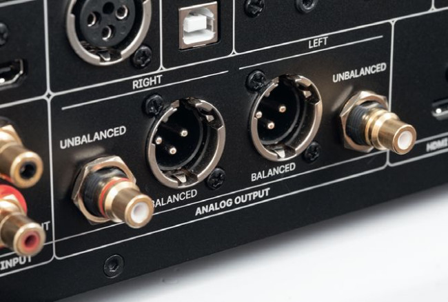 Wyjścia analogowe – zarówno RCA, jak XLR – mają regulowany poziom.