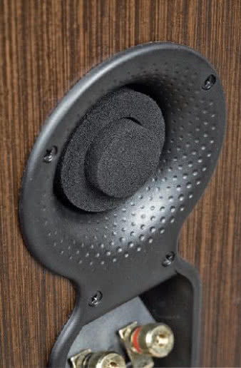 Wyprofilowanie "flow port" otworu bas-refleks
(drobne wgłębienia) to już kilkunastoletnia
tradycja B&W. Od pewnego czasu pojawia się też
wyposażenie dodatkowe - zatyczki pozwalające
regulować dostrojenie obudowy, a dzięki temu
charakterystykę niskich częstotliwości. Metoda
prosta i bardzo skuteczna!