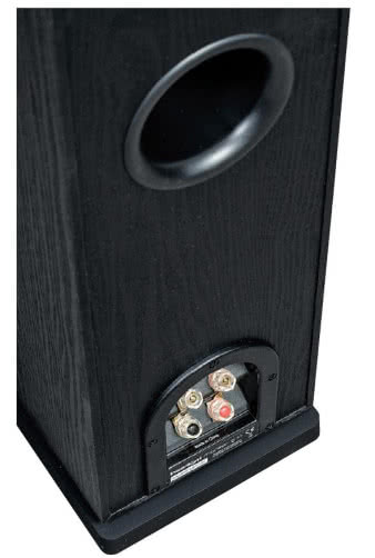 Bas-refleks
"obsługuje"
wszystkie trzy
15-cm przetworniki
układu
dwuipółdrożnego,
które wspólnie
przetwarzają
zakres niskotonowy.
Efekty są
wyśmienite - bas
jest rozciągnięty
do 35 Hz (-6 dB),
a moc sięga
150 W.