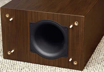 Nawet po zamknięciu górnego
otworu, praca dolnego zapewni
swobodny przepływ powietrza
- jego średnica wynosi aż 8 cm
(górnego - 6 cm), a niskie strojenie
to zasługa długiego, 20-cm
tunelu. Wyprofilowania przygotowano na
jego obydwu końcach. Kto zechce bas zredukować radykalnie,
może usunąć dystansujące stopy i przykręcić cokół bezpośrednio do obudowy.