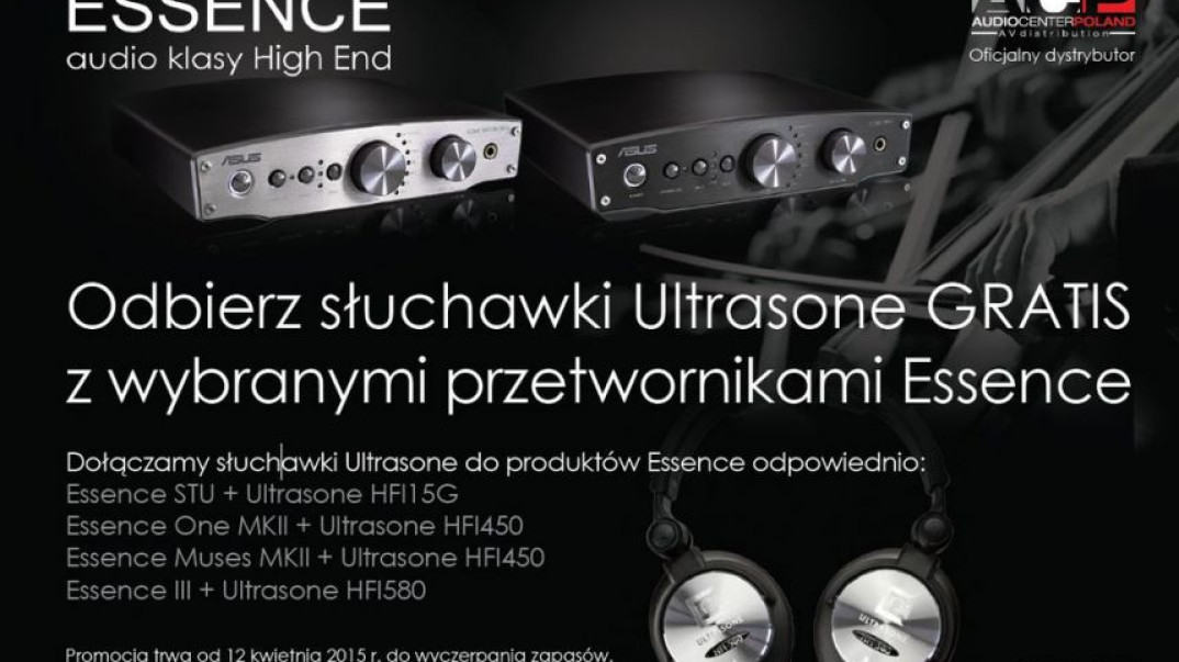 Słuchawki Ultrasone gratis przy zakupie przetworników C/A Asus Essence