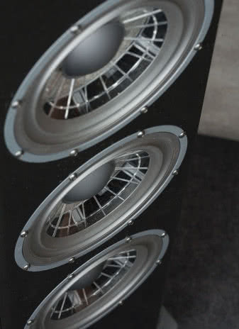 Trzy 18-cm głośniki niskotonowe pozwalają utrzymać
szczupłą sylwetkę całej konstrukcji, ale razem mają
powierzchnię 12-calowego głośnika.