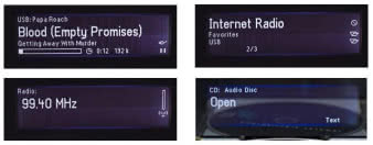 Na wyświetlaczu zobaczymy źródło sygnału, duży tytuł utworu, tytuł płyty, czas z bargrafem,
przepływność, ewentualnie wskazania odbiornika FM czy CD.