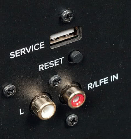 Wyposażenie tylnego panelu ogranicza się do wejść niskopoziomowych (RCA), wszystkie regulacje przeniesiono do aplikacji.
