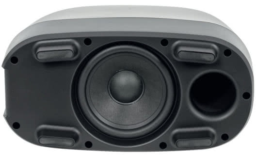 Subwoofer ma nietypową formę, ale konwencjonalny układ akustyczny z jednym głośnikiem o średnicy 17 cm i tunelem bas-refleks (na dolnej ściance).