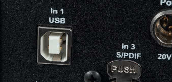 USB (typ-B) przyjmie (np. z komputera) sygnał PCM
24/192 oraz DSD128.