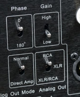 Przetwornik Ayona jest przygotowany do pracy
z zewnętrznym przedwzmacniaczem lub bezpośrednio
z końcówką mocy. Możemy więc zmienić
wzmocnienie układu, ograniczyć maksymalną siłę
głosu przy włączaniu i zadbać o inne "drobiazgi".
Ponieważ ustawia się je na stałe w danym systemie,
umieszczono je na tylnej ściance.