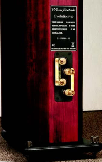 Gniazdo podwójne, na masywnych złoconych zaciskach, w dodatku ustawionych w nietypowy sposób, po części wymuszony niewielką szerokością tylnej ścianki, ale też podkreślający oryginalność i ekskluzywność całego projektu. Cokół to również połączenie funkcjonalności, solidności i finezji. 