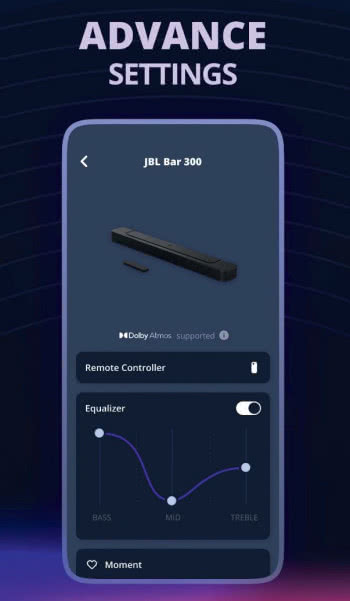 Dla soundbarów z najnowszej generacji Bar (a także wybranych modeli słuchawek) JBL zaprojektował nową aplikację mobilną - One.