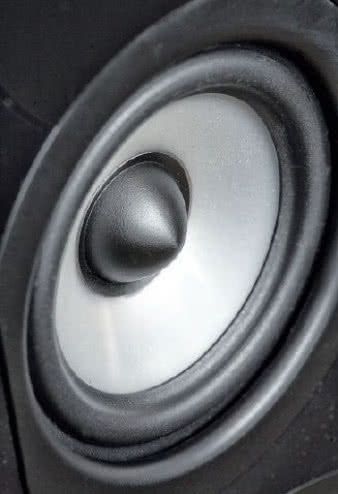 Przetwornik
średniotonowy
jest malutki (jego
średnica to 9 cm,
ale sama membrana
- tylko 6 cm).